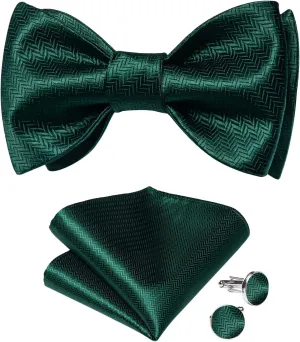 DiBanGu Silk Bow Ties for Men Striped Solid Paisley Self Bowtie and Pocket Square Cufflinks Formal Tuxedo Bowtie Set Wedding