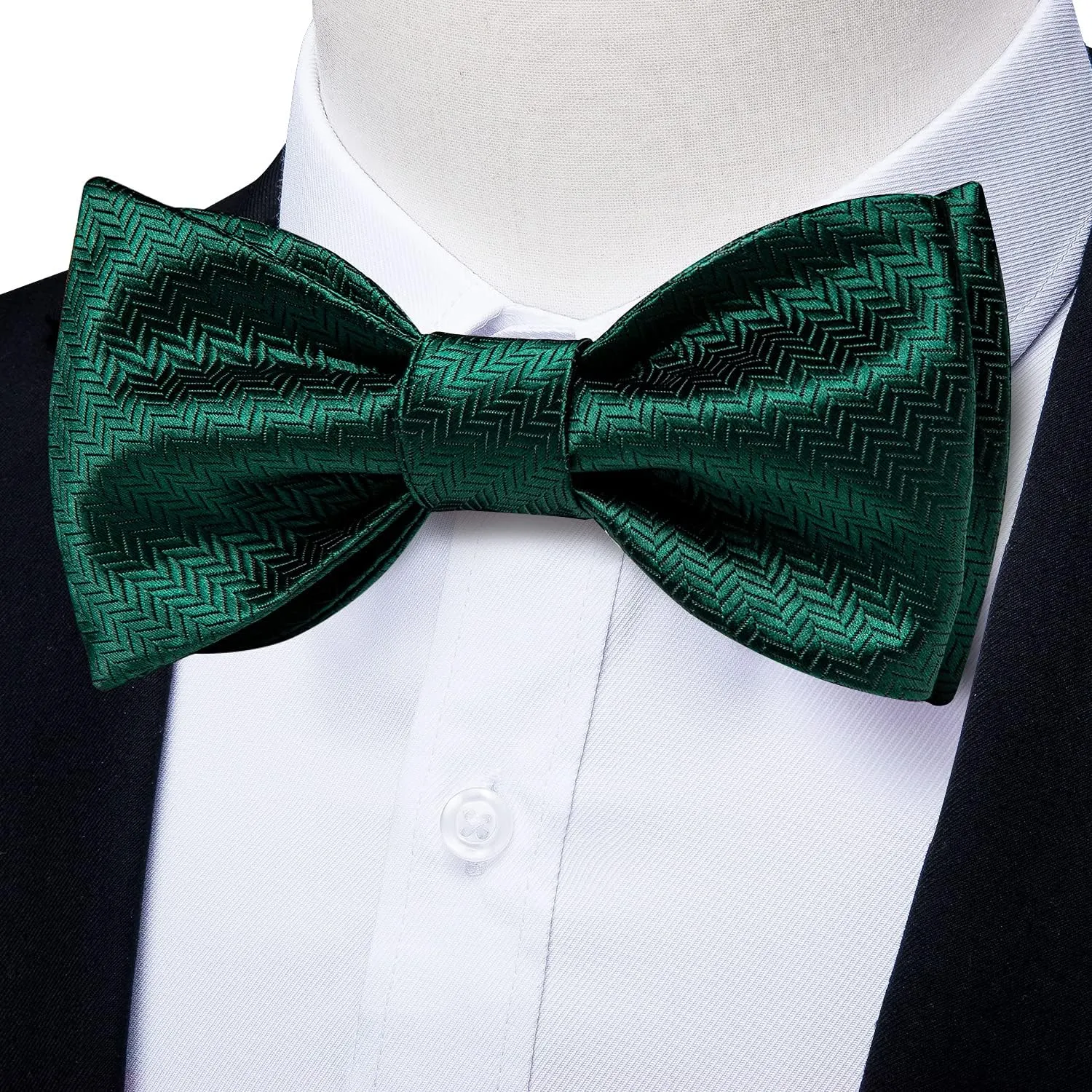 DiBanGu Silk Bow Ties for Men Striped Solid Paisley Self Bowtie and Pocket Square Cufflinks Formal Tuxedo Bowtie Set Wedding