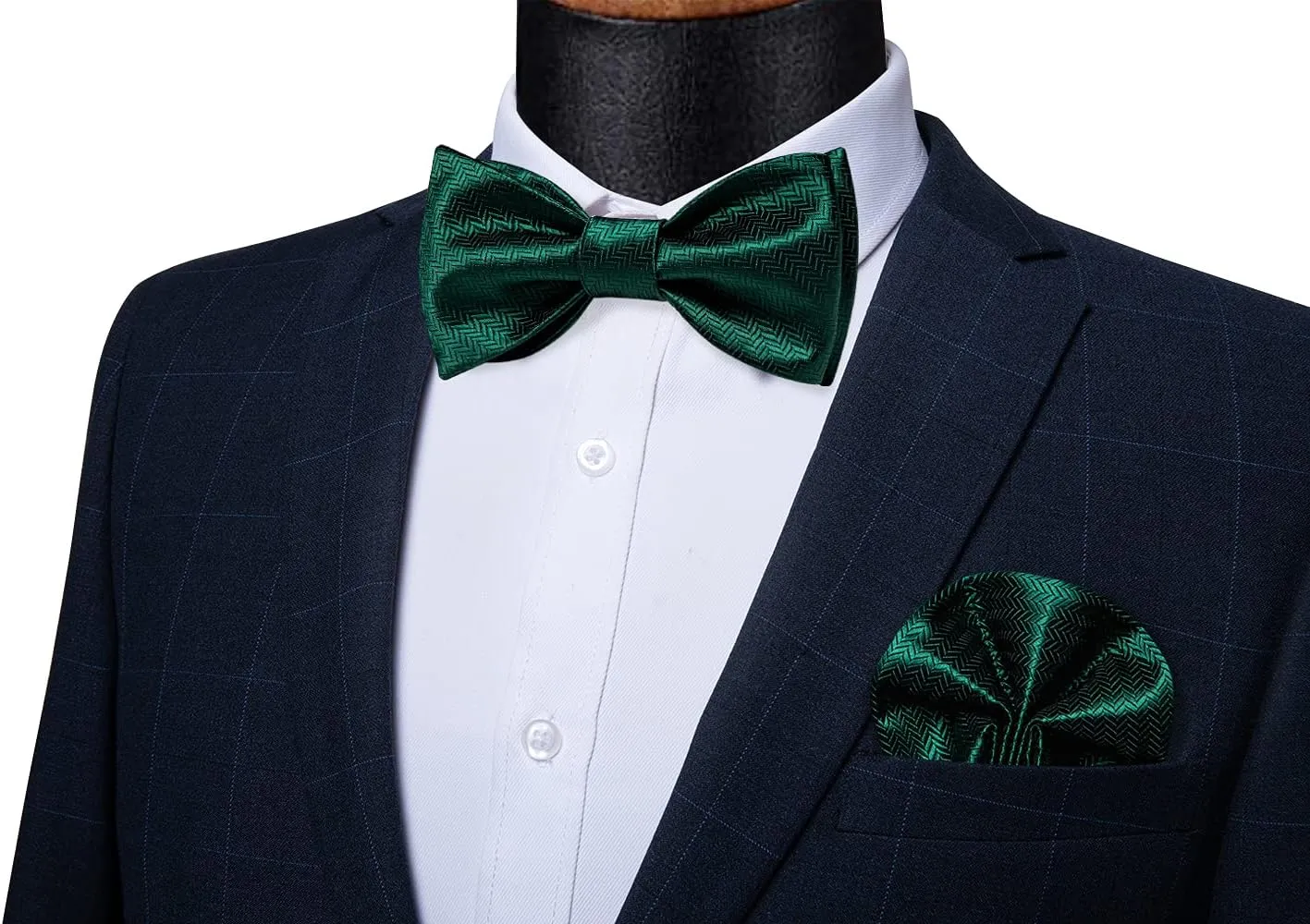 DiBanGu Silk Bow Ties for Men Striped Solid Paisley Self Bowtie and Pocket Square Cufflinks Formal Tuxedo Bowtie Set Wedding