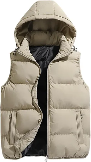 Gihuo Men's Hooded Puffer Vest Sleeveless Zip Up Padded Jackets Coat Lightweight Quilted Gilet with Pockets