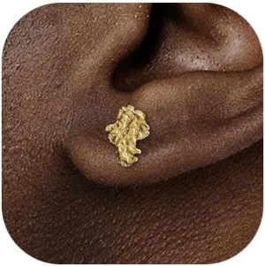 Gold Nugget Earrings for Men African Earrings for Black Women Small Rough Textured Cookie Stud Earrings Unisex Gold Jewelry Gift