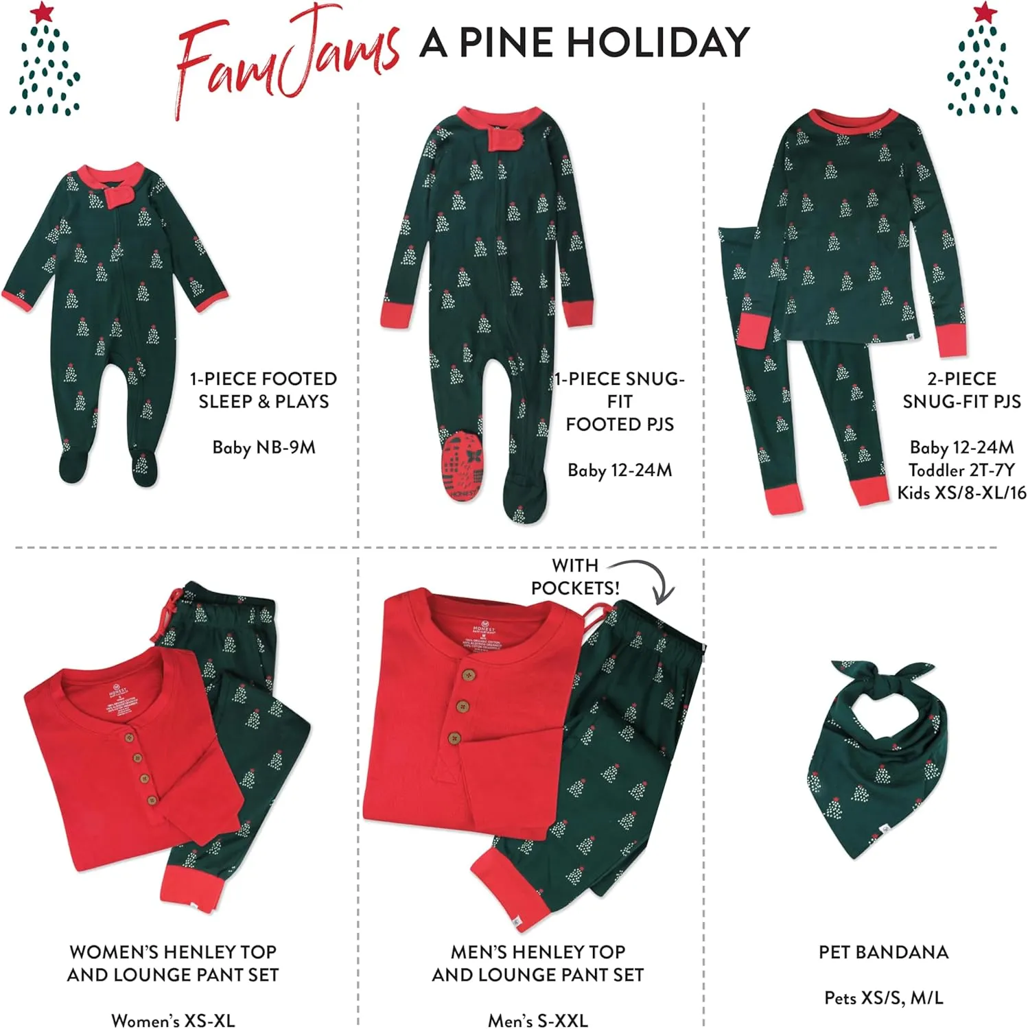 HonestBaby Family Matching Organic Cotton Holiday Pajamas