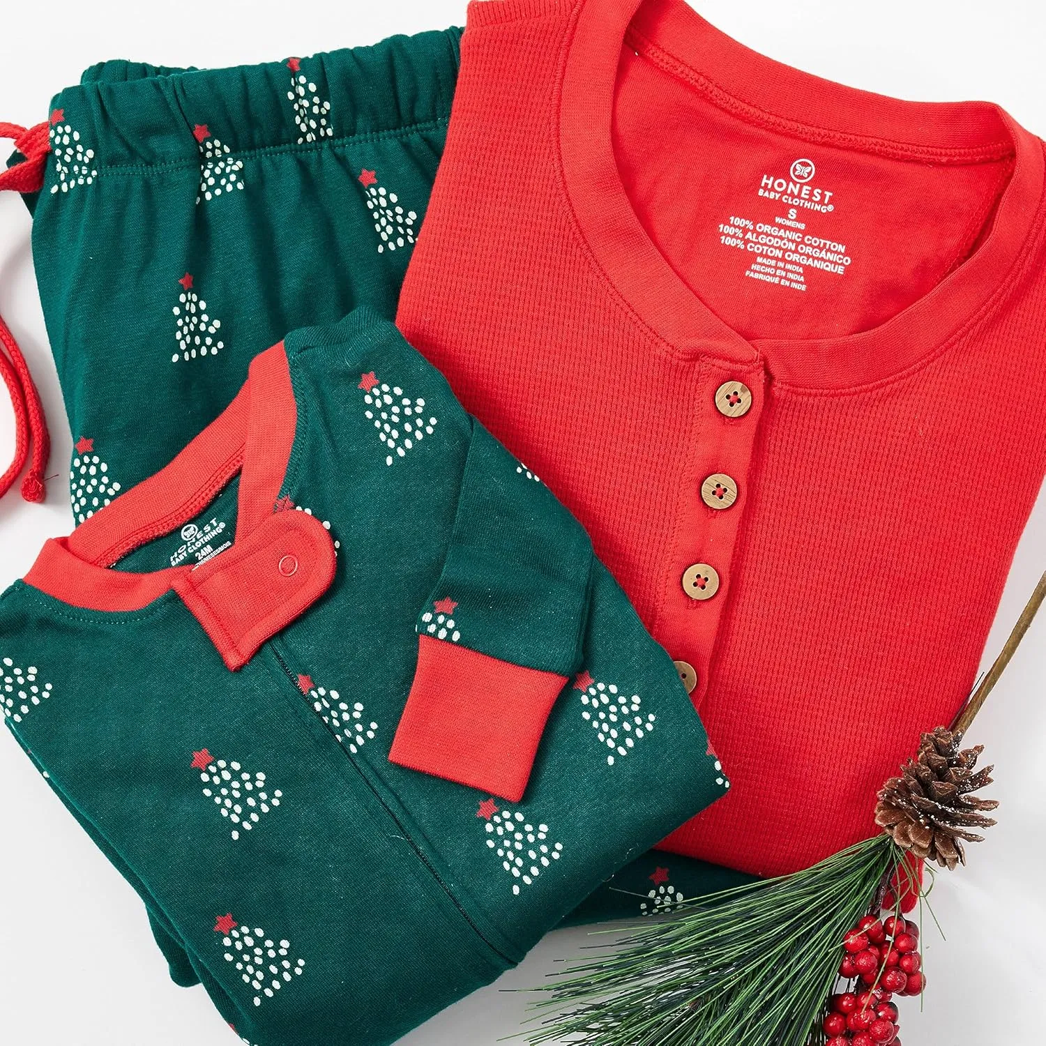 HonestBaby Family Matching Organic Cotton Holiday Pajamas