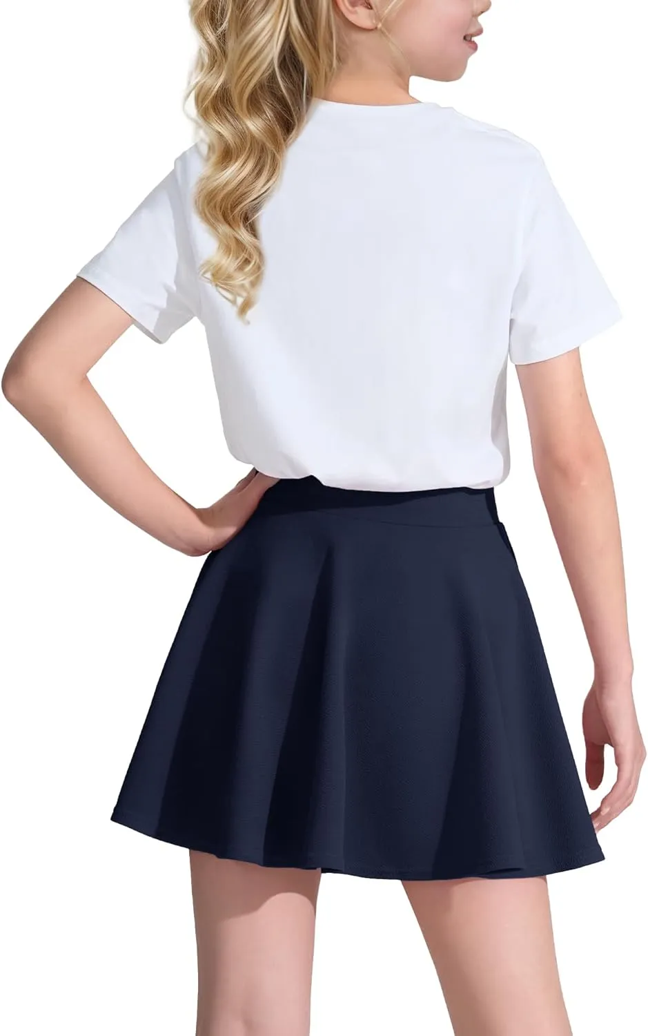 KEREDA Girls Casual Mini High Waist Stretchy Flared Pleated Skater Skirts 5-13 Years
