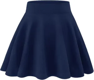 KEREDA Girls Casual Mini High Waist Stretchy Flared Pleated Skater Skirts 5-13 Years