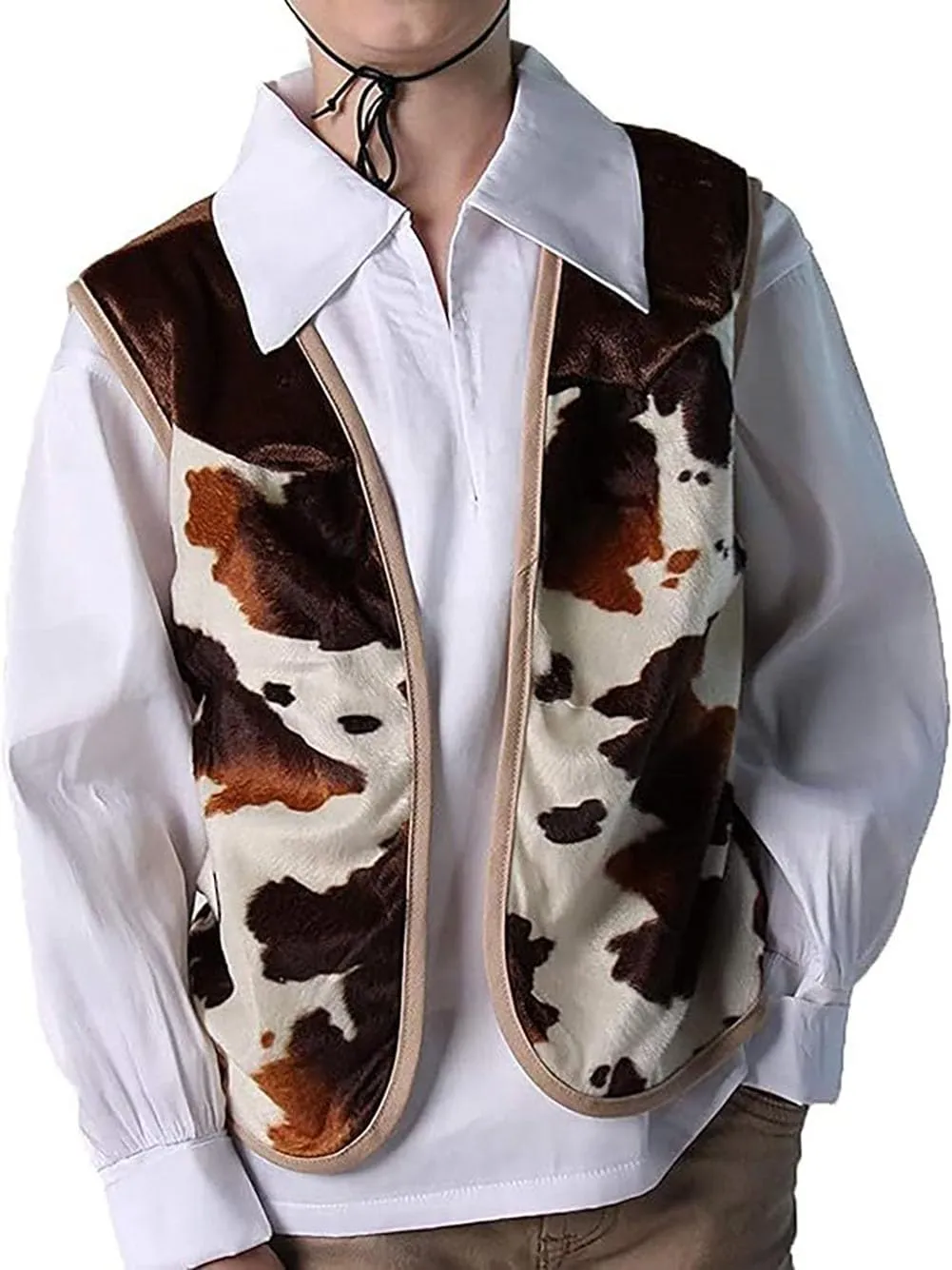 Kids Brown Cowboy or Cowgirl Western Dress Up Vest (Choose Size)