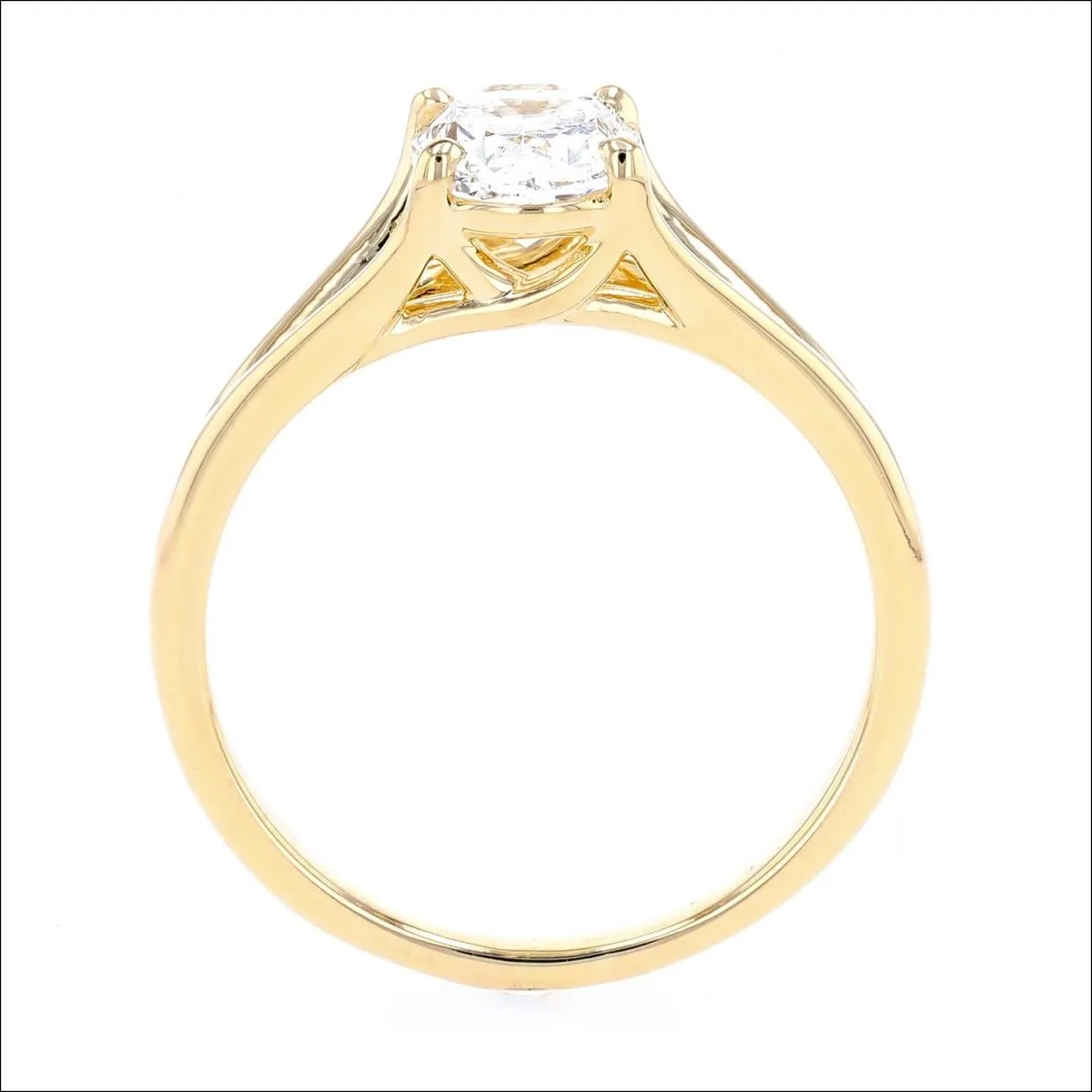 Oval Diamond Split Cathedral Engagement Ring 18KY (Consignment)