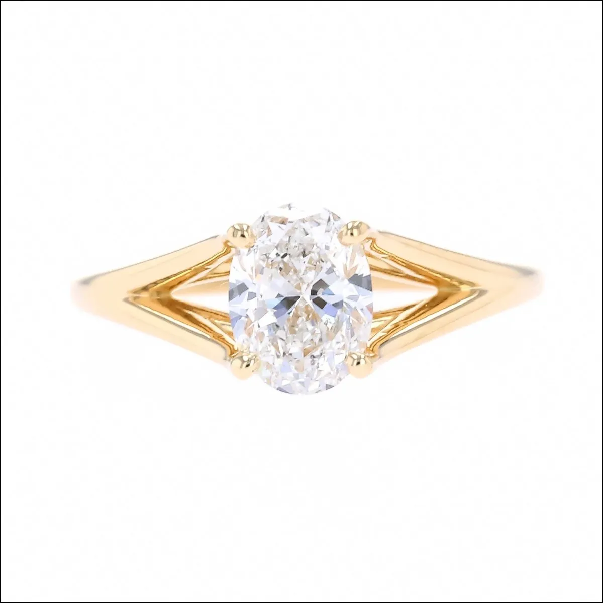 Oval Diamond Split Cathedral Engagement Ring 18KY (Consignment)
