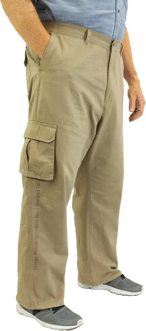 ROCXL Big & Tall Men's Cotton Cargo Pants with Expandable Waist