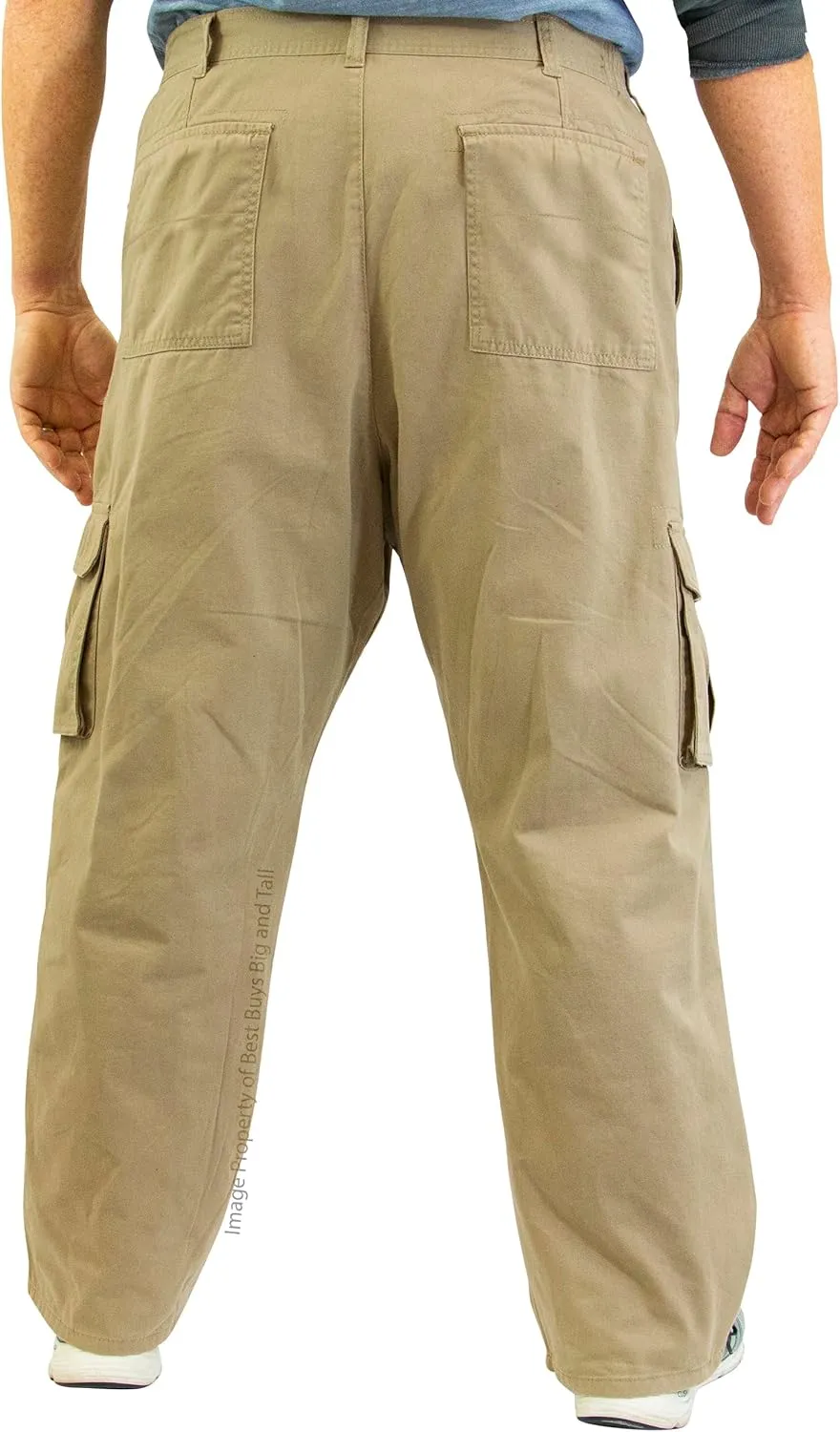 ROCXL Big & Tall Men's Cotton Cargo Pants with Expandable Waist