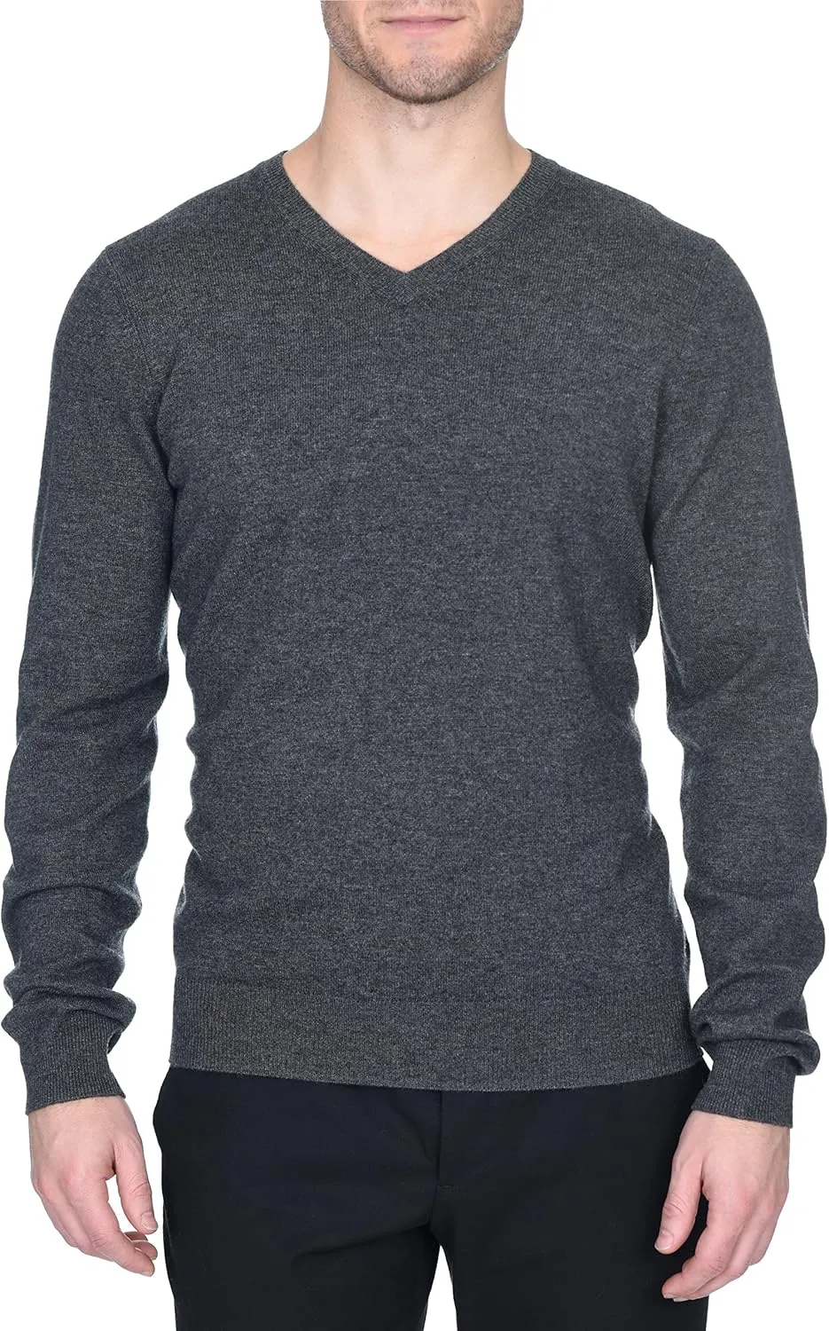 State Fusio Basic V-Neck Sweater Merino Wool Long Sleeve Pullover for Men - Made with 100% Merino Wool