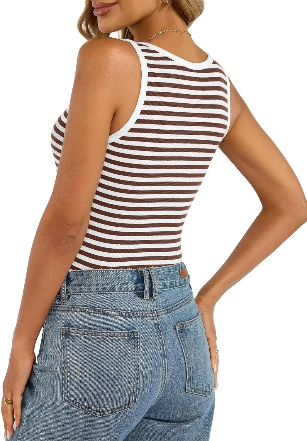 Womens Cotton Square Neck Ribbed Tank Tops Fitted Thin Shoulder Strap Sleeveless Basic Summer Cami Clothes 2025