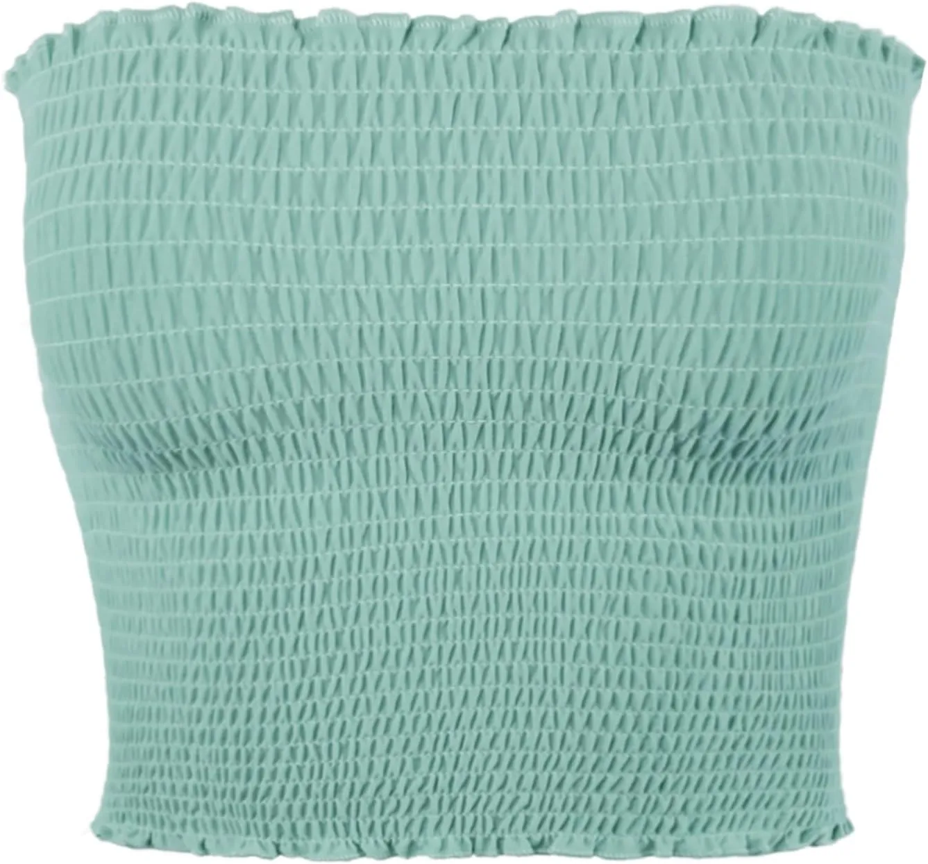 Women's Sexy Fitted Strapless Cotton Smocked Tube Crop Tops