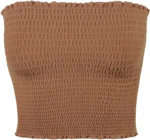 Women's Sexy Fitted Strapless Cotton Smocked Tube Crop Tops