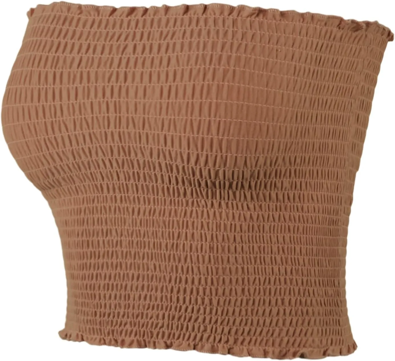 Women's Sexy Fitted Strapless Cotton Smocked Tube Crop Tops