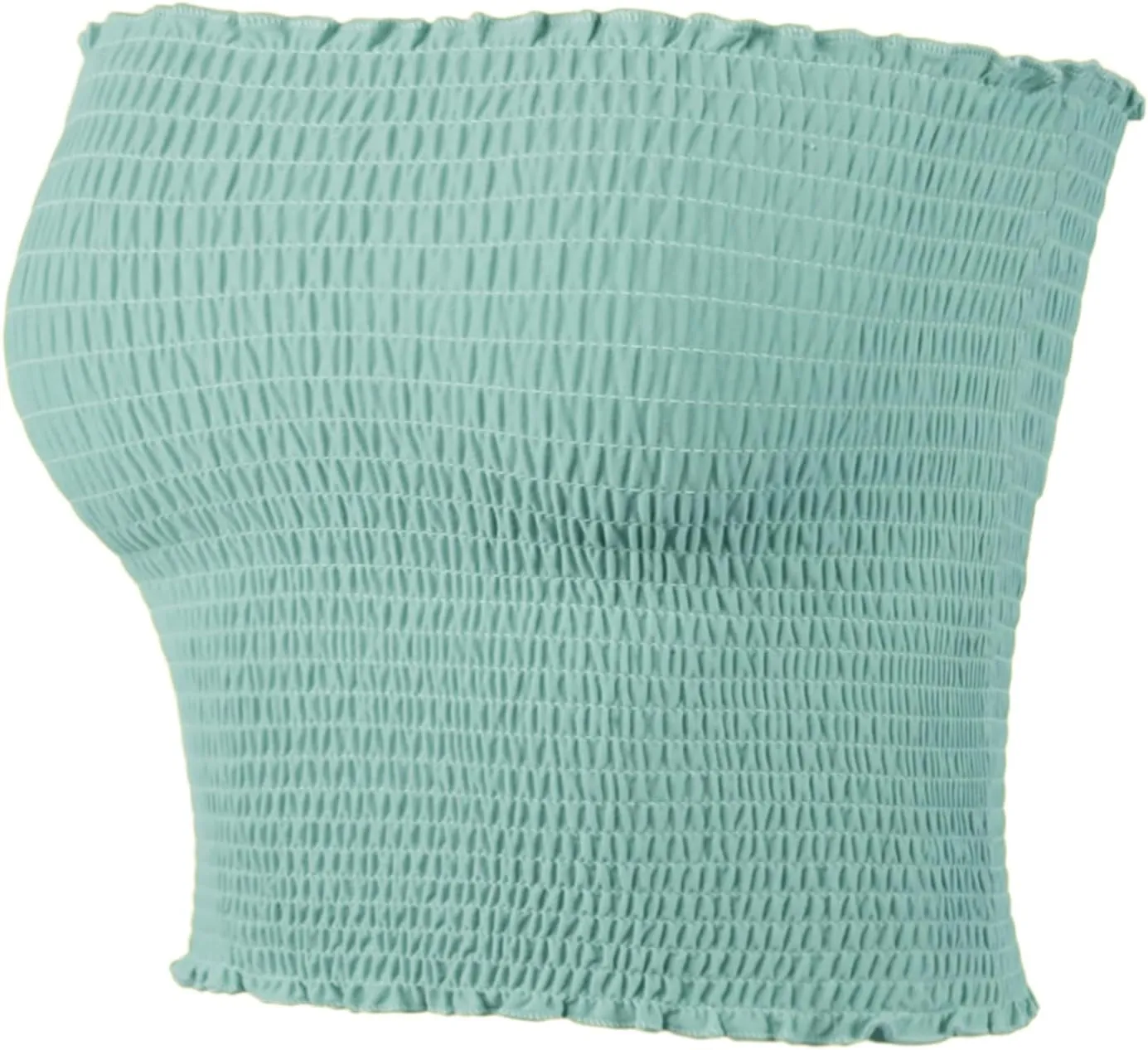Women's Sexy Fitted Strapless Cotton Smocked Tube Crop Tops