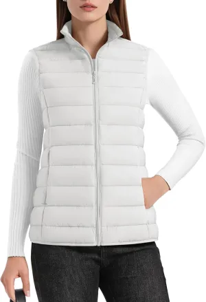 YUCOLEN Women's Puffer Vest Lightweight Stand Collar Zip Puffy Vests