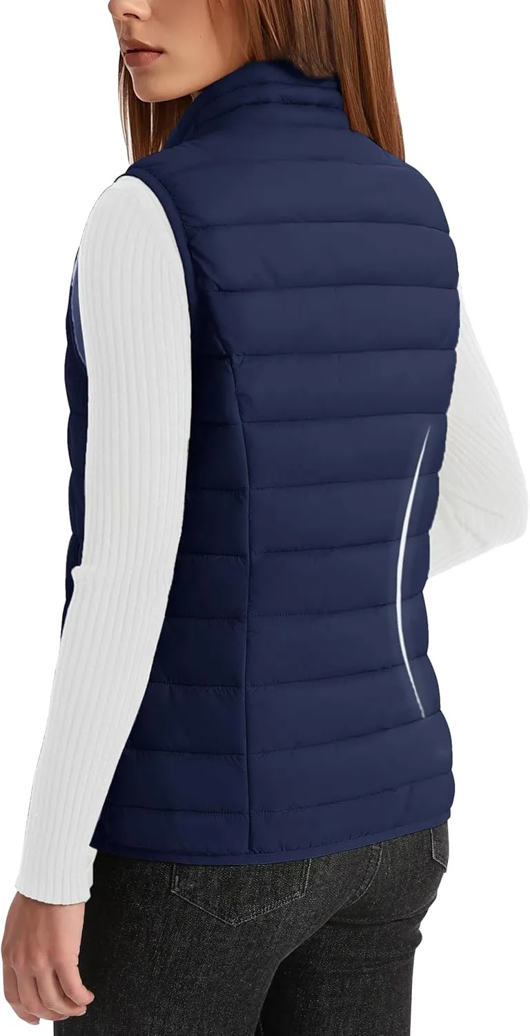 YUCOLEN Women's Puffer Vest Lightweight Stand Collar Zip Puffy Vests