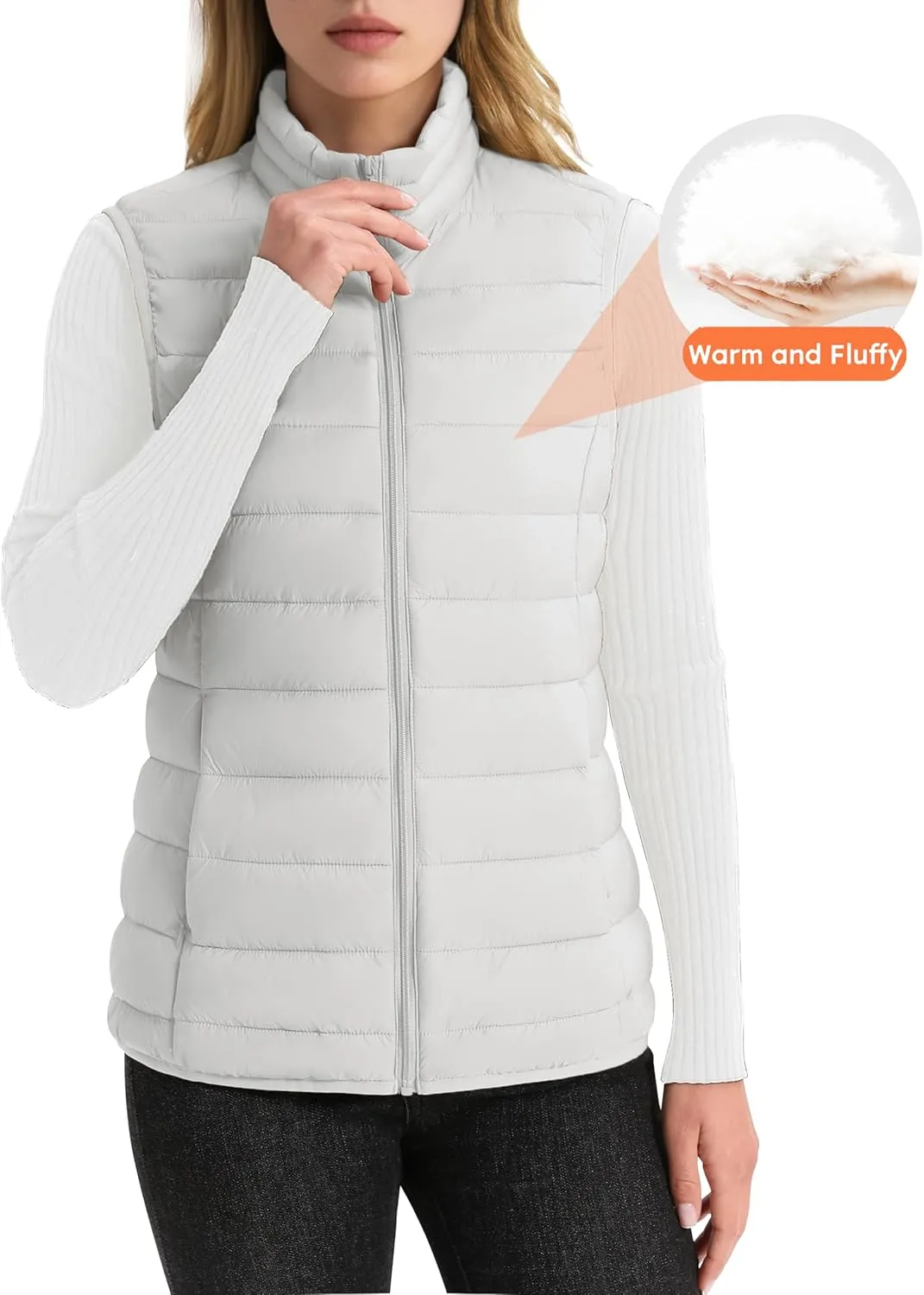 YUCOLEN Women's Puffer Vest Lightweight Stand Collar Zip Puffy Vests