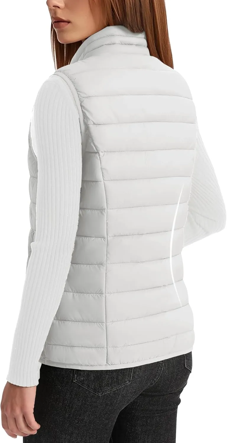 YUCOLEN Women's Puffer Vest Lightweight Stand Collar Zip Puffy Vests