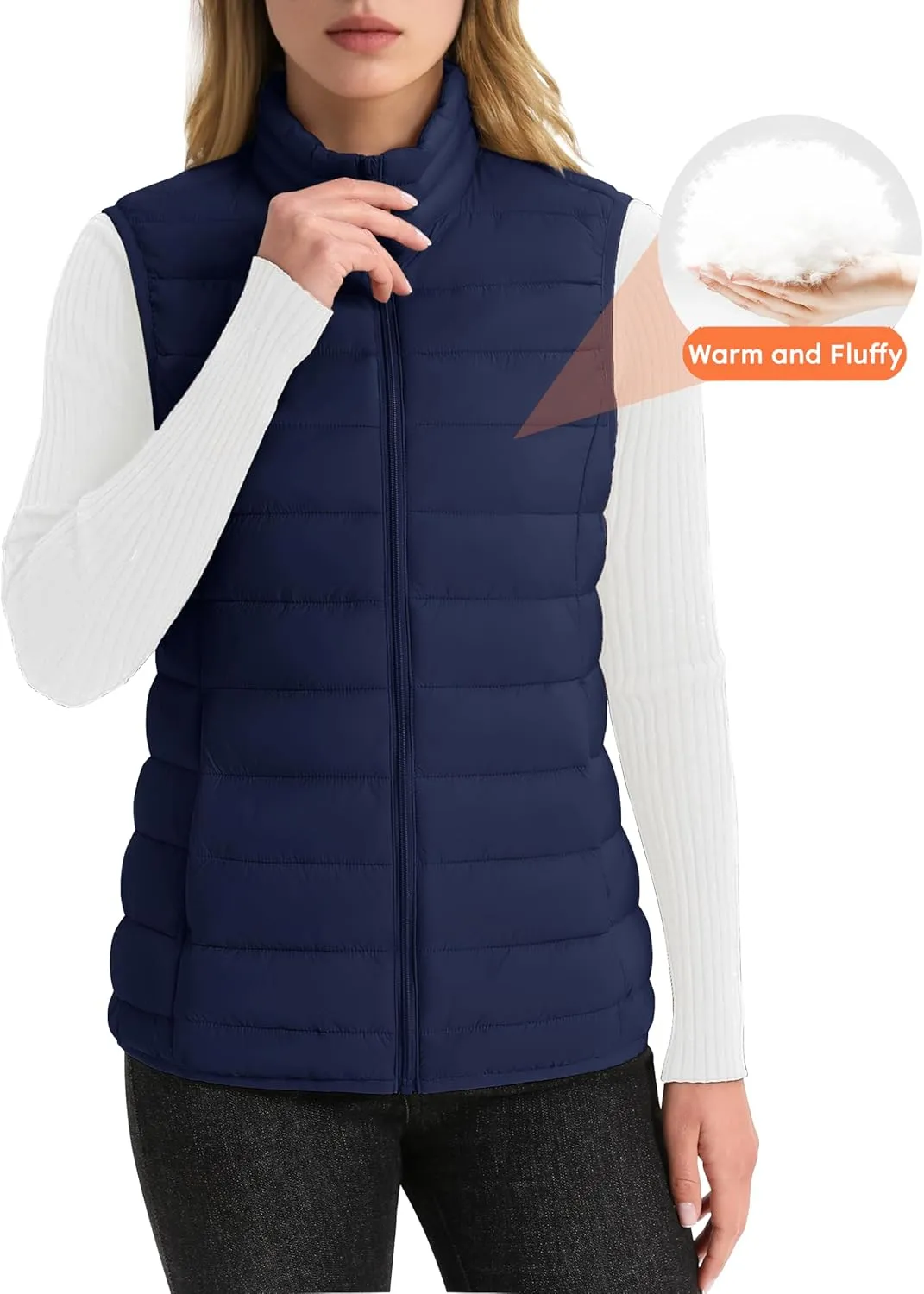 YUCOLEN Women's Puffer Vest Lightweight Stand Collar Zip Puffy Vests